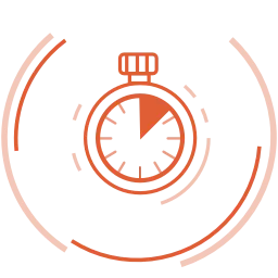Icône orange d'un chronomètre avec une partie du cadran colorée en orange.