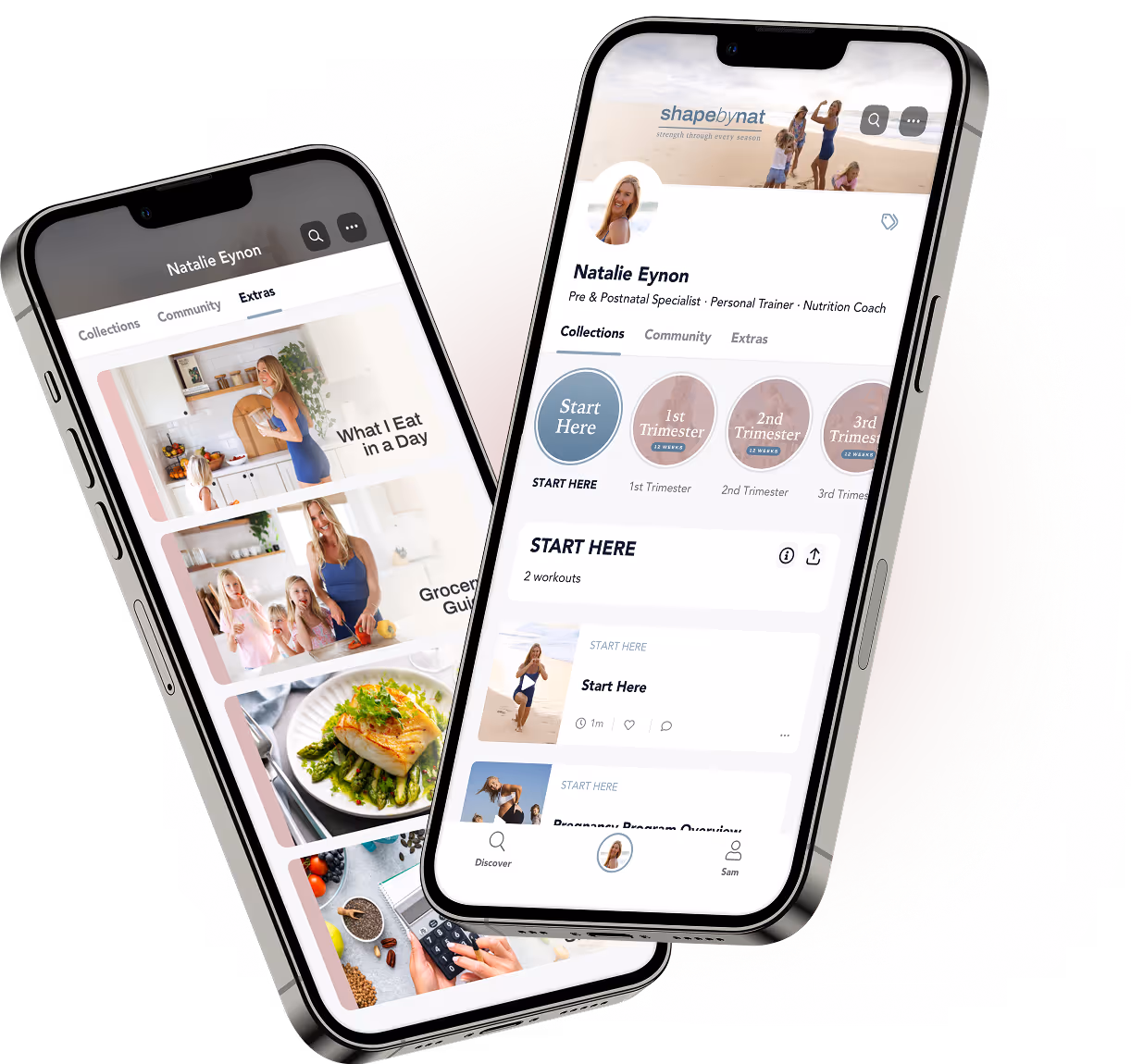 mockup of two phones with the shape by nat app on screen