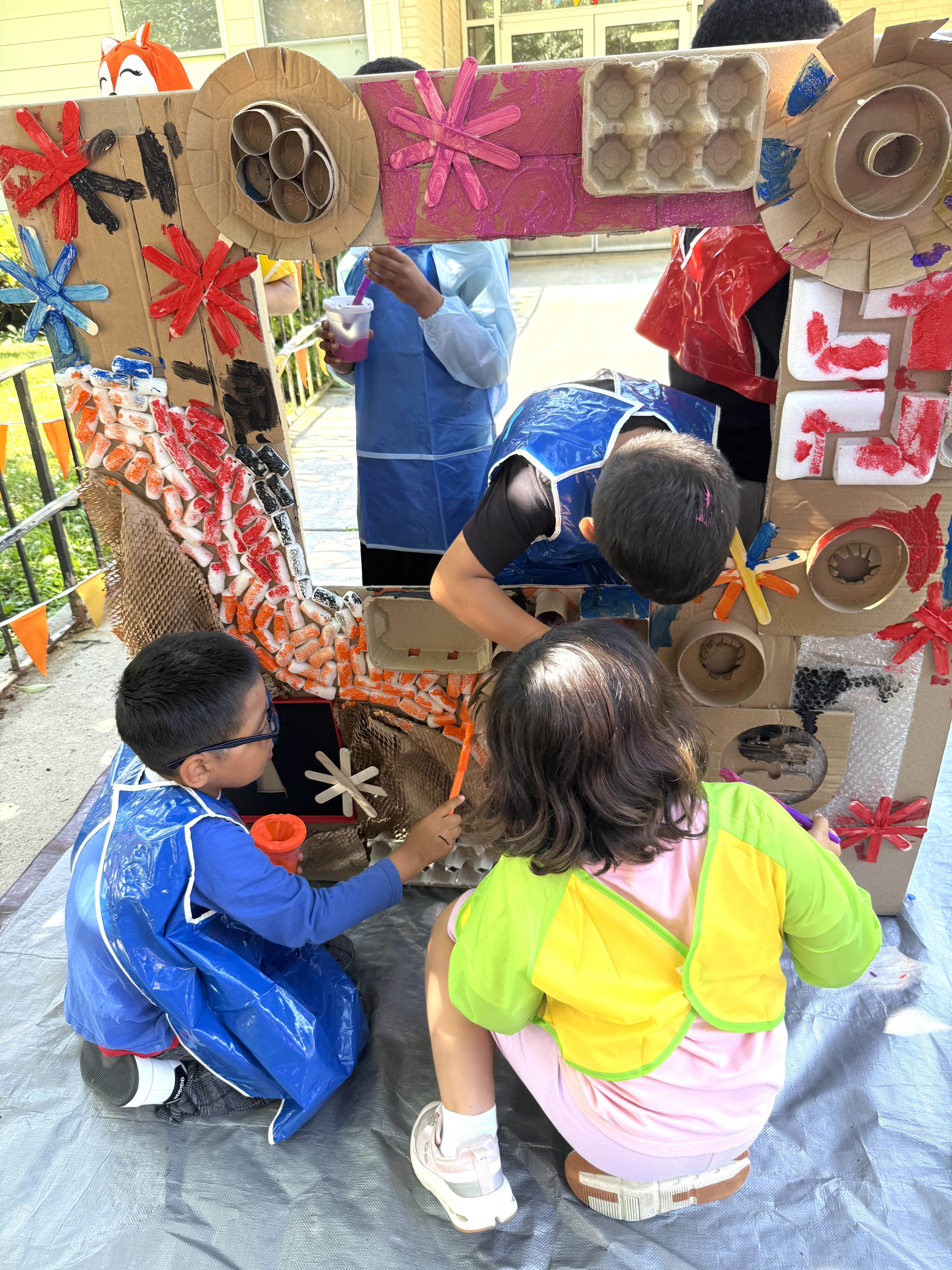 Kids making a craft