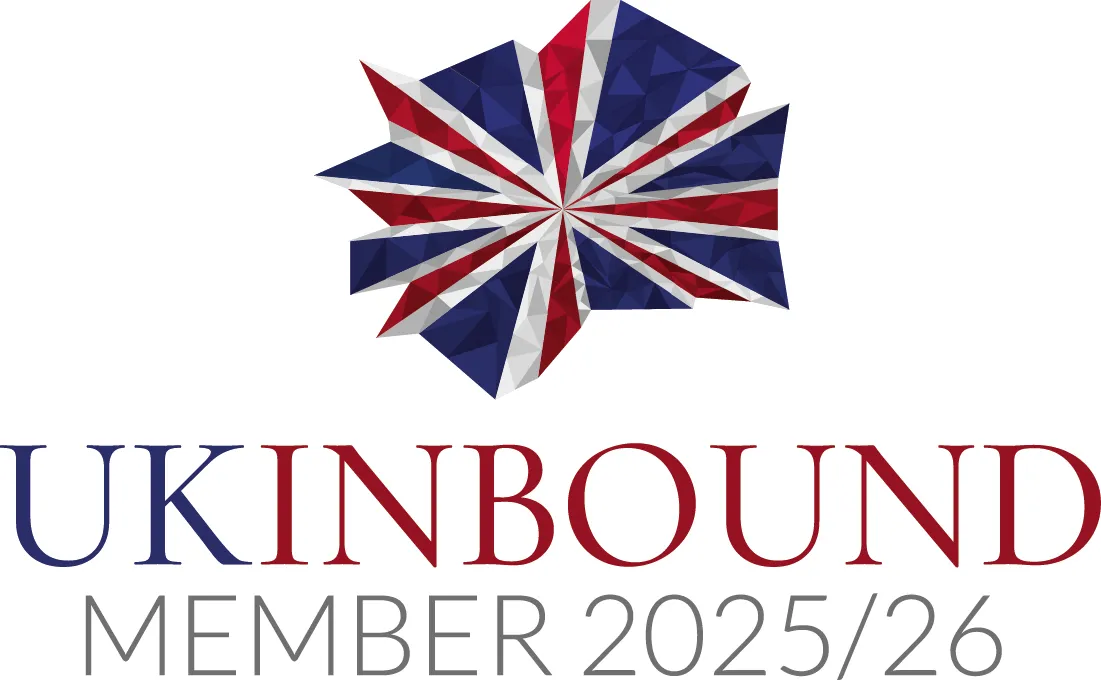 UK Inbound member logo with a geometric Union Jack star design above the text and 2025/26 membership year.