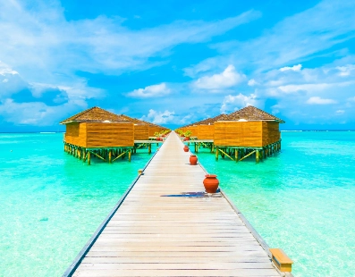 Longtail boat on tropical island beach
