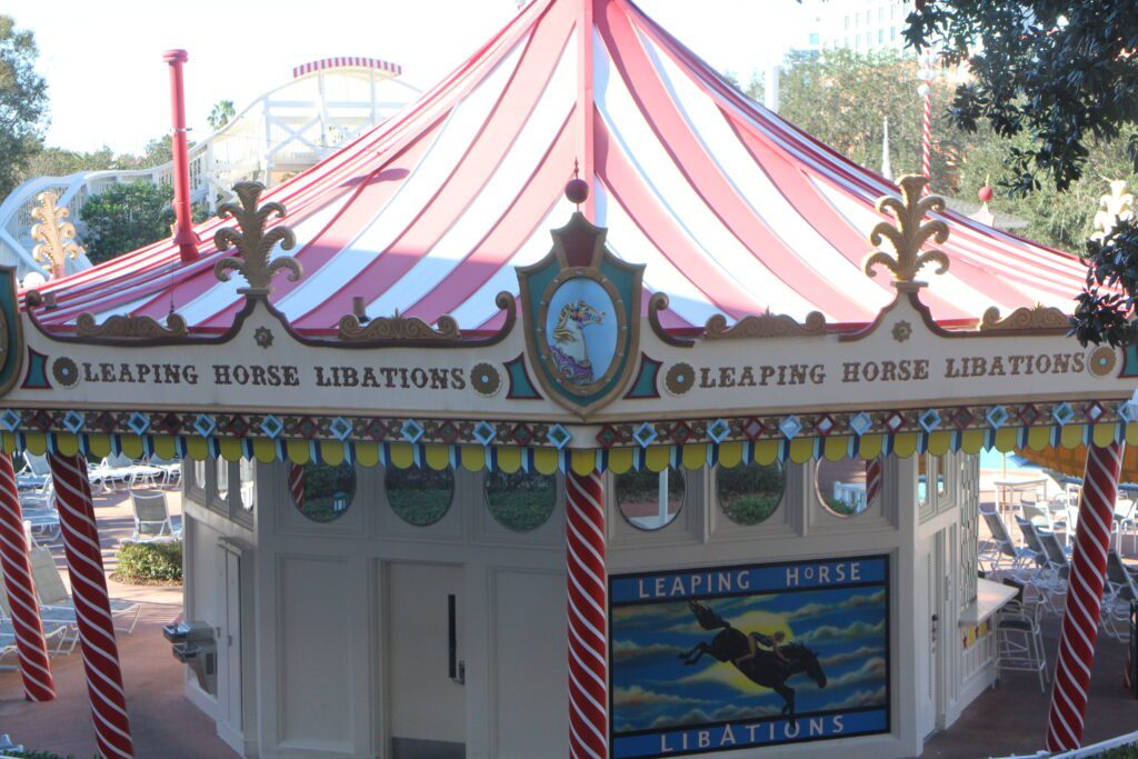 a carousel shaped pool bar