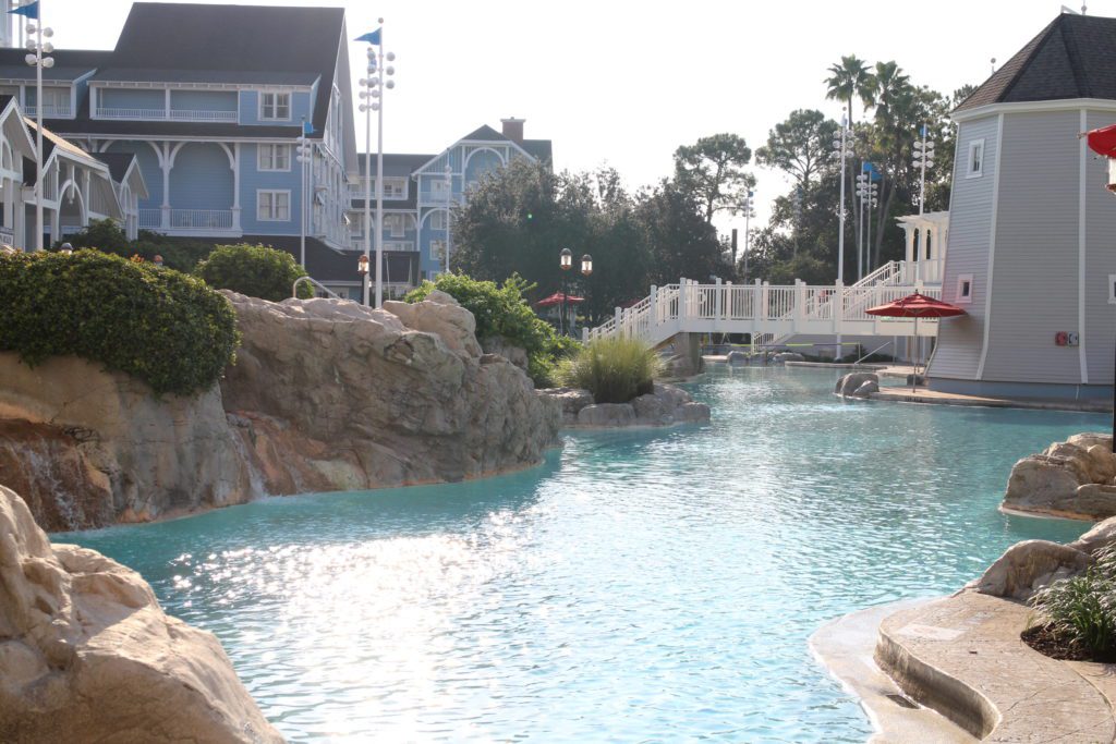 Sparkling light blue pool surrounded by rocks at Disney's Beach Club Resort