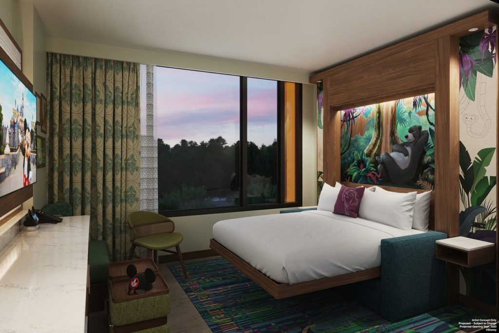 A rendering of a pull down bed featuring characters from The Jungle Book