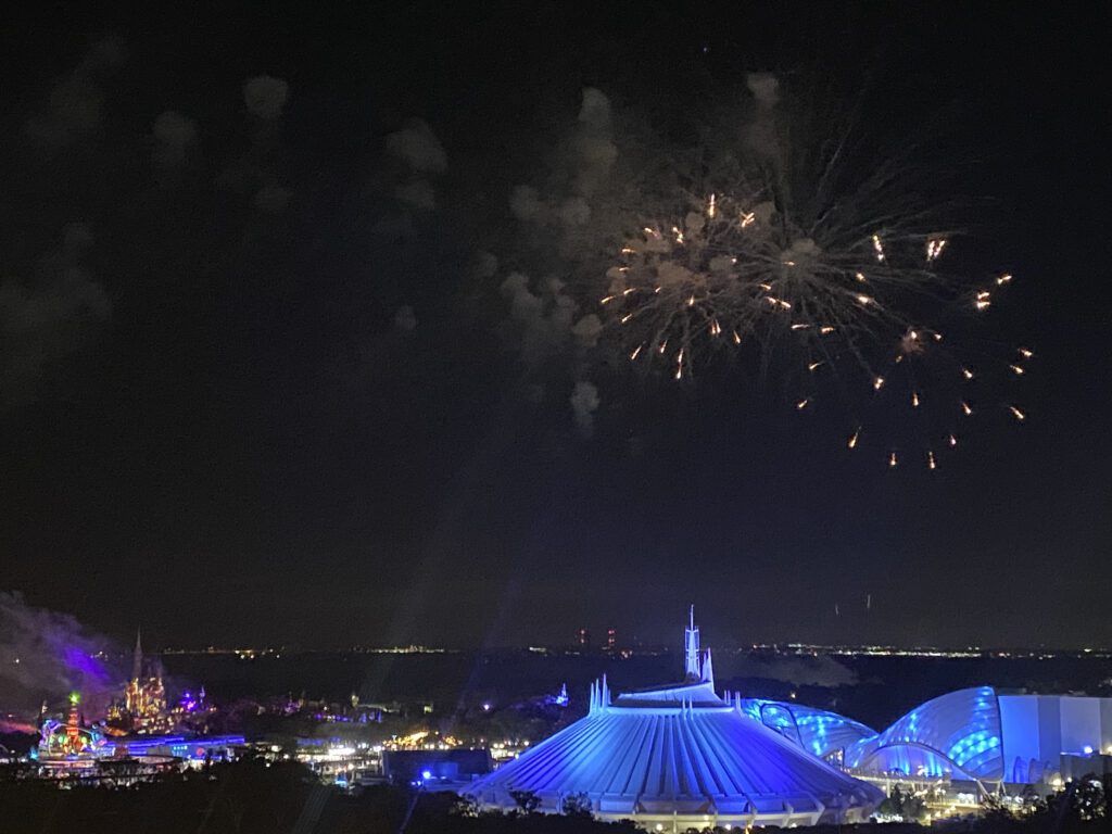 Fireworks over a night sky at Magic Kingdom
