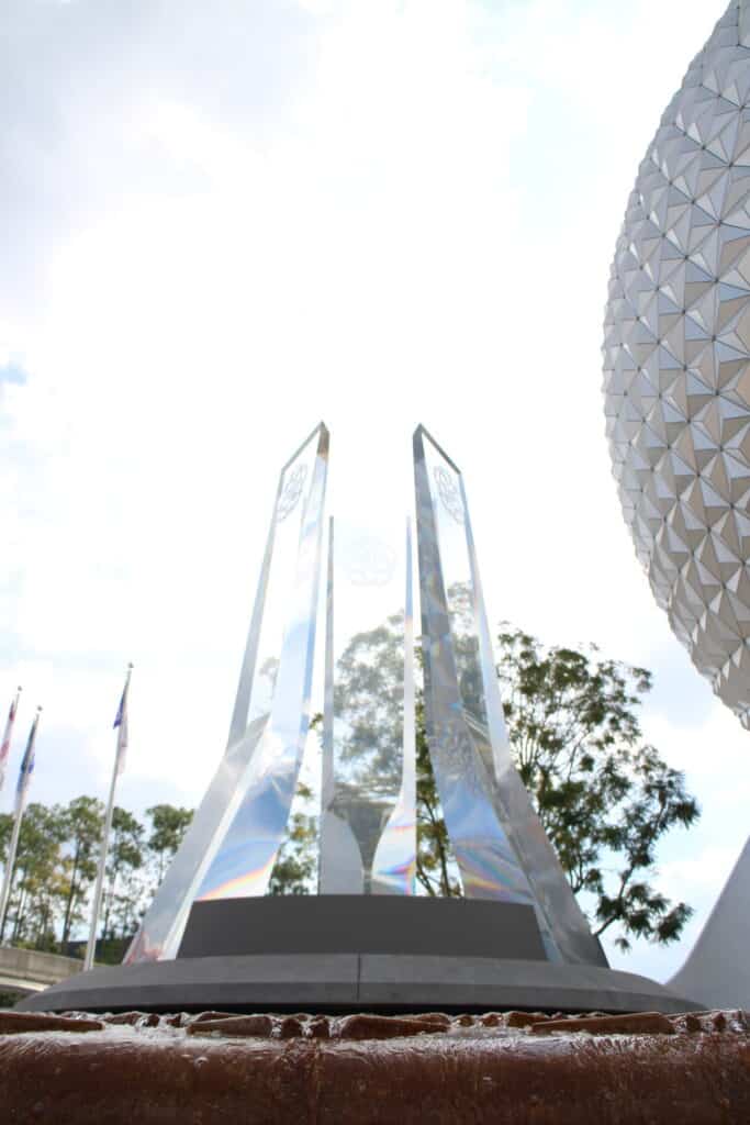 sculpture at Epcot near Spaceship Earth