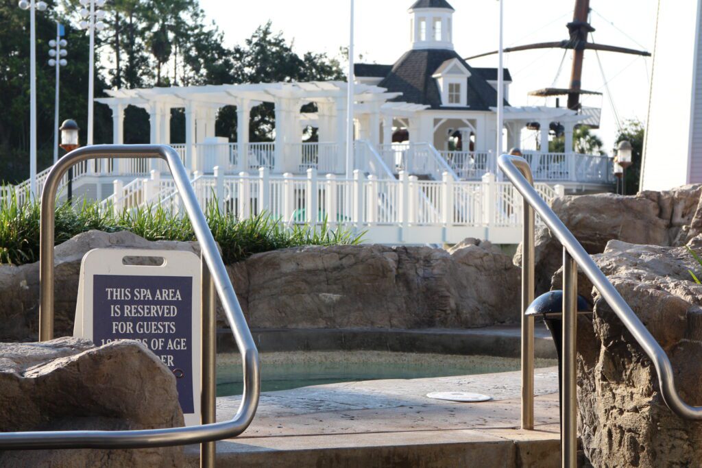 The entrance to an in ground spa at Beach Club resort, a DVC property.