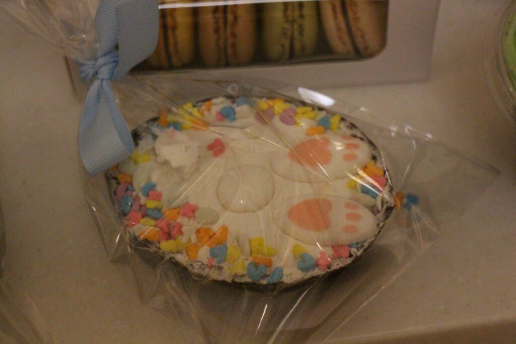 White bunny tail treat with colorful sprinkles.