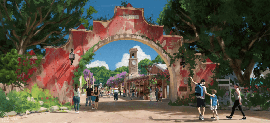 An artist concept for the entrance of Encanto land.