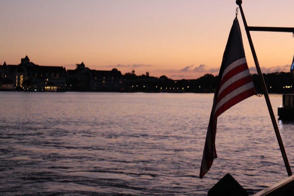 A view from a Magic Kingdom boat headed to DVC Resort Grand Floridian.