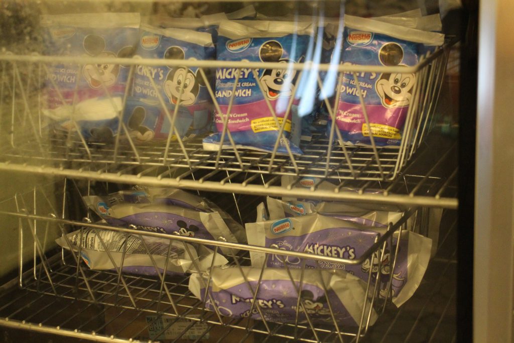 Mickey ice cream in a cooler.