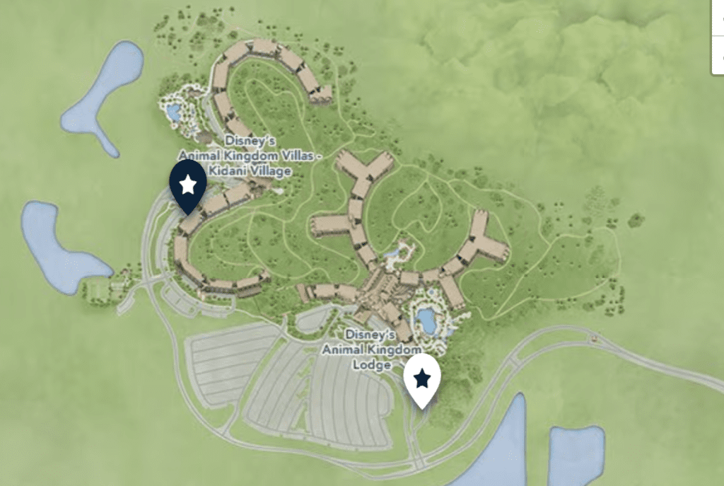 Kidani Village vs Jambo House map of Disney's Animal Kingdom Lodge