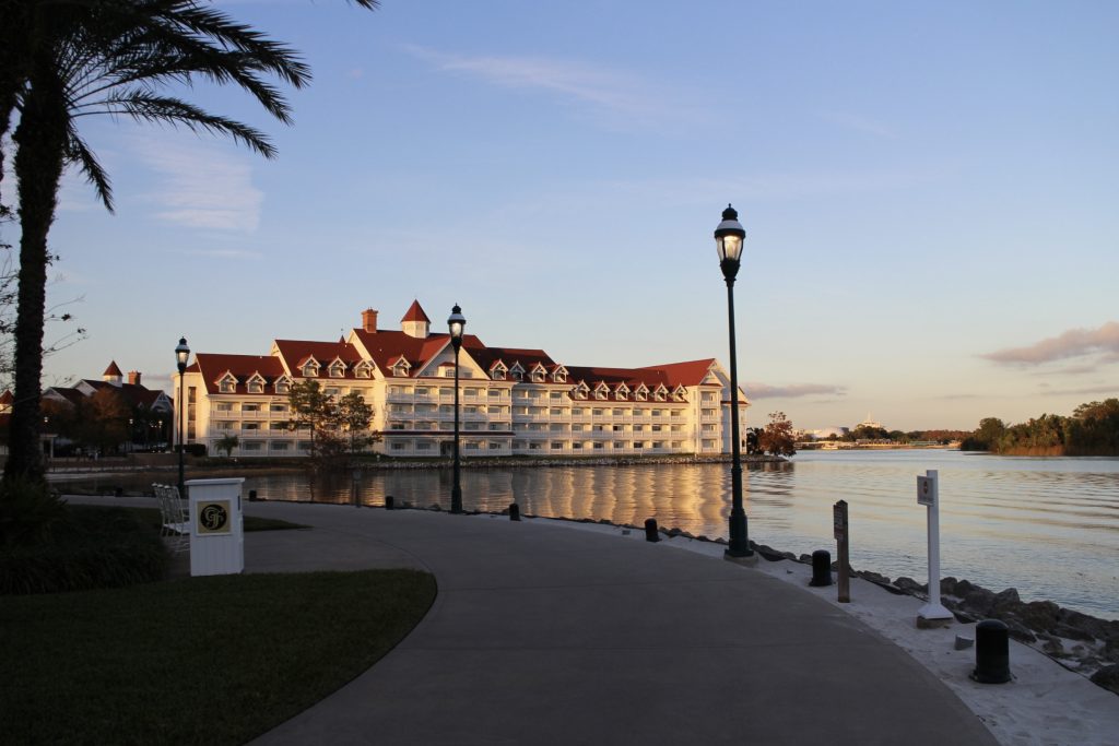 Grand Floridian resort building on the water.