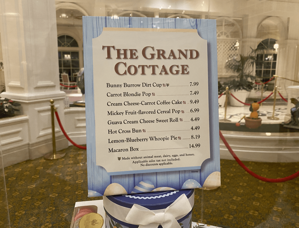 Grand Cottage 2025 menu with prices