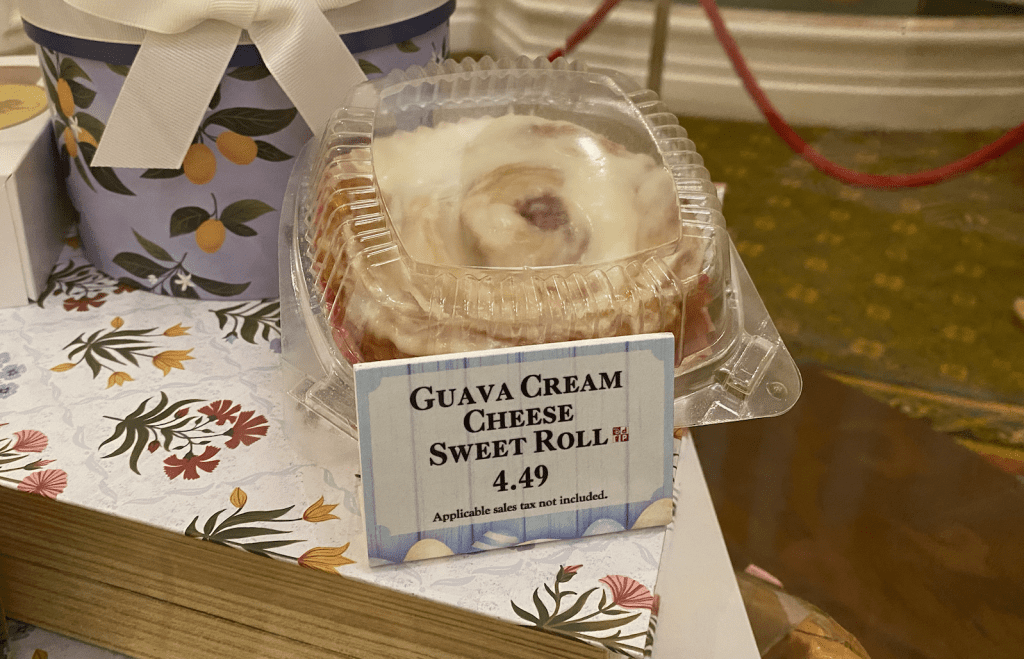 A Guava Cream Cheese Sweet Roll with the price listed as $4.49.