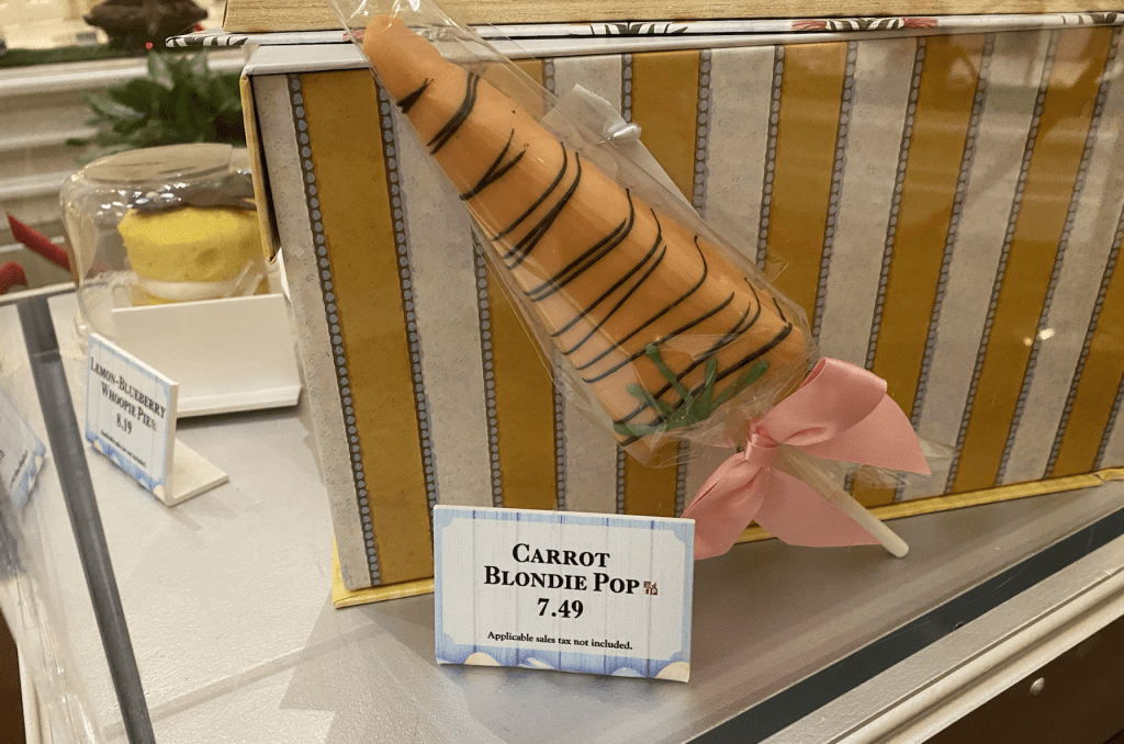 A Carrot shaped blondie pop on a stick for $7.49.