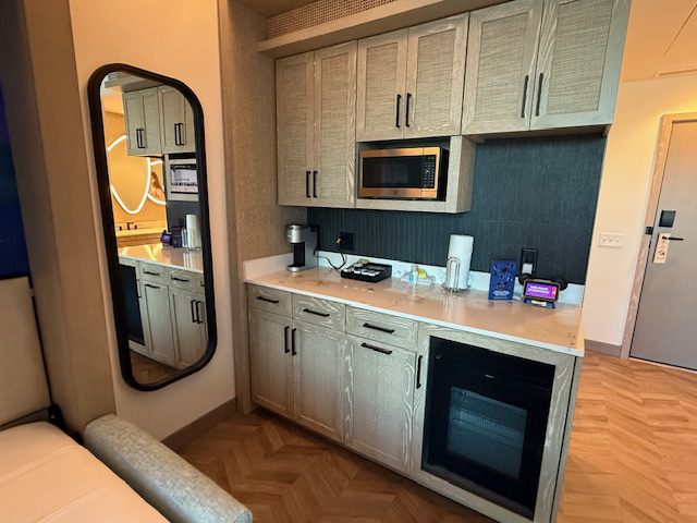 A look at the kitchenette area in the Duo Studio at Disney's Polynesian resort.