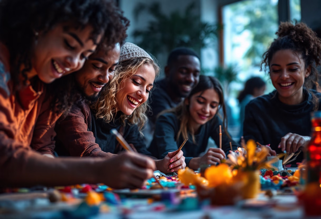 participants in a community art project (nonprofit & charity)