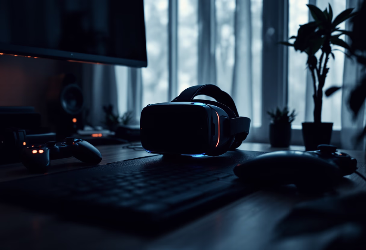 [background image] image of a desk with tech gadgets (for an ai developer tools)