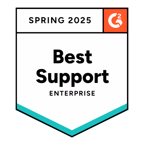 G2 Best Support Enterprise Spring 2025 badge
