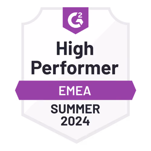 G2 High Performer EMEA Summer 2024 badge