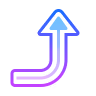 Gradient arrow curving upward