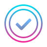 Gradient check mark inside a circle icon