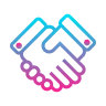 Gradient handshake icon representing partnership
