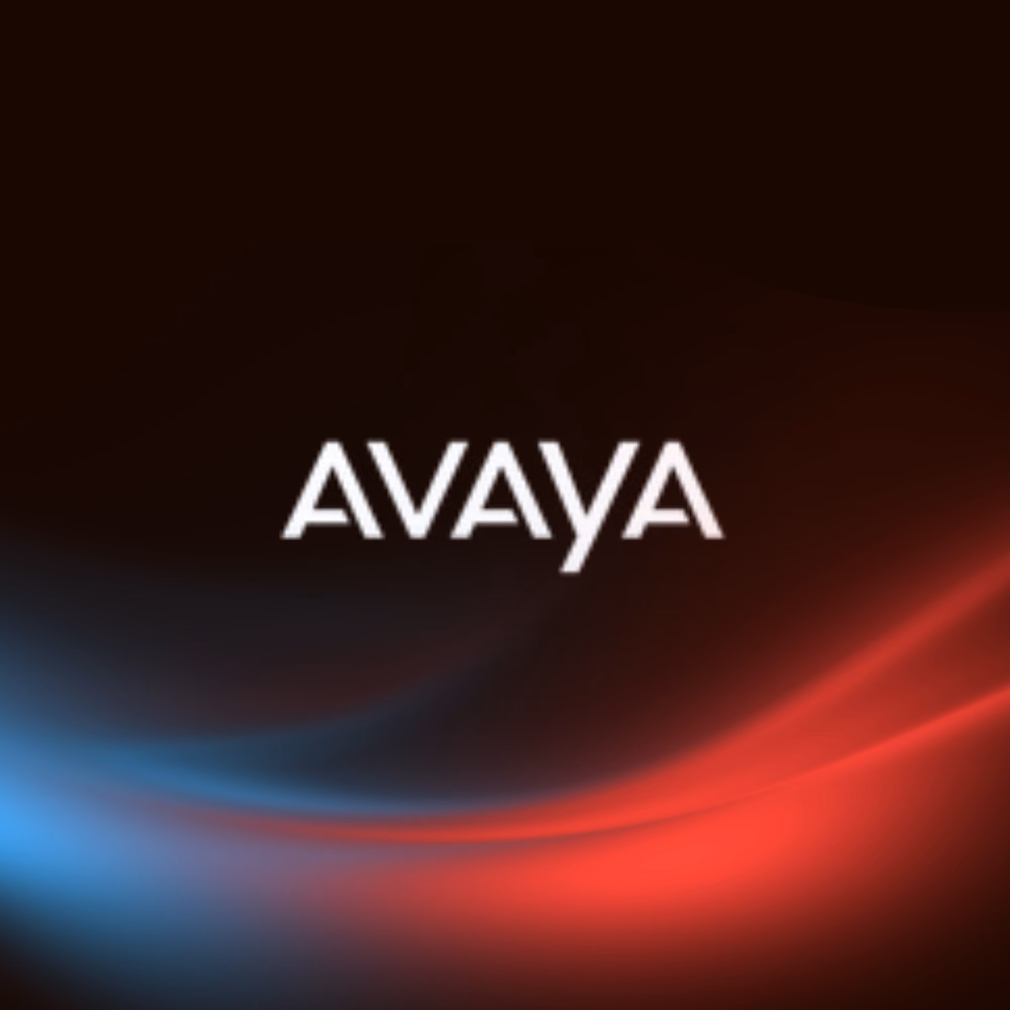 Avaya logo on a dark background with red and blue light streaks