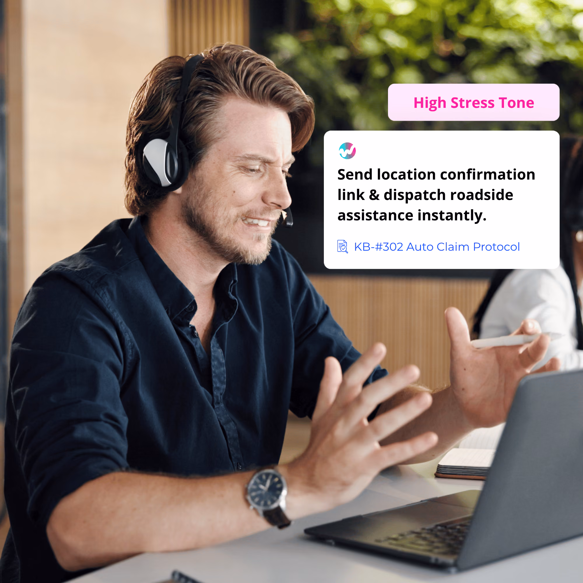 Contact center agent receiving real time guidance and a high stress tone alert during a call