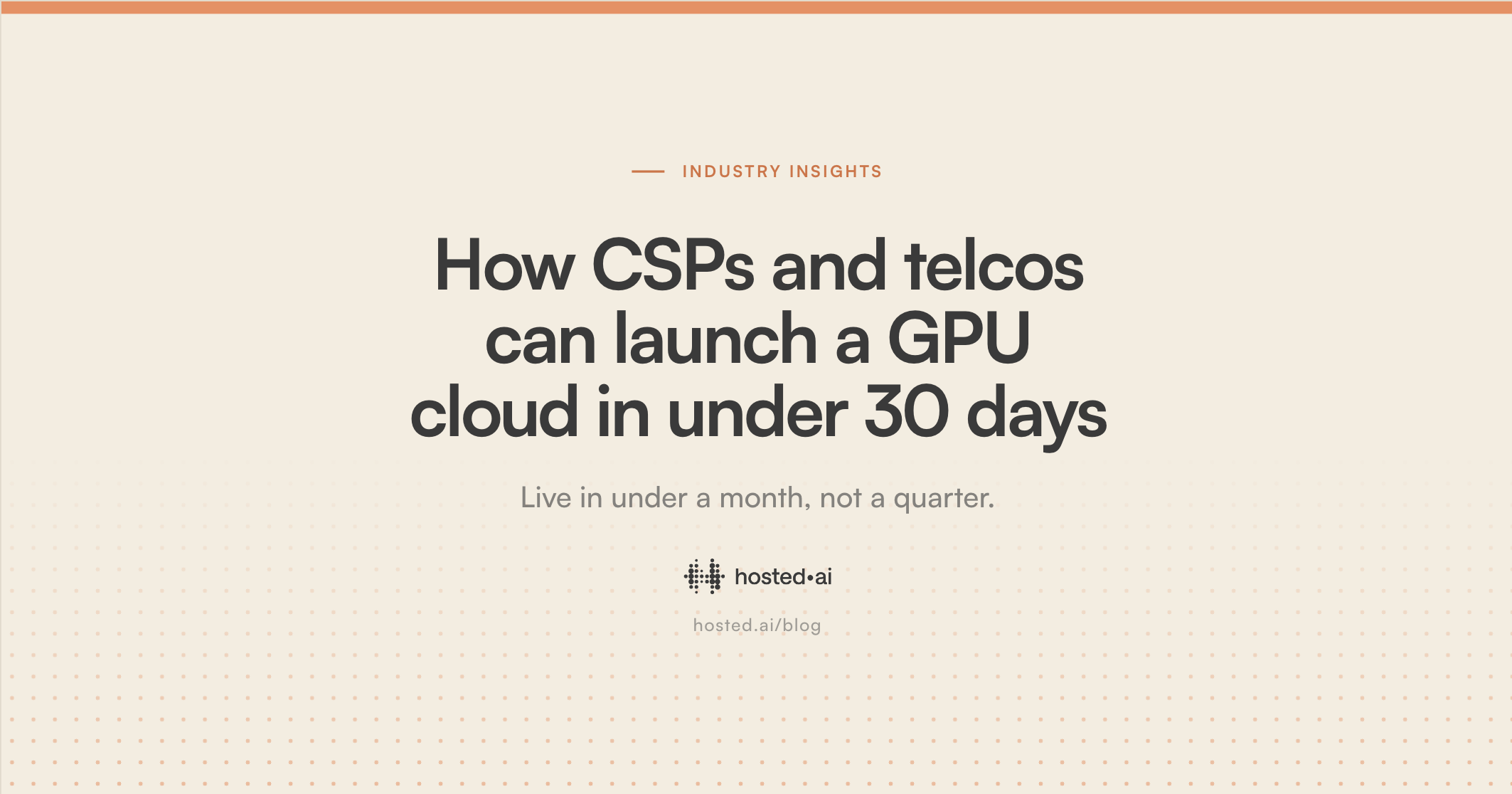 How CSPs and telcos can launch a GPU cloud in under 30 days
