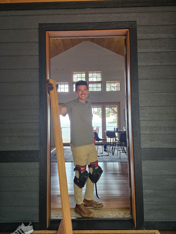 Colby Toensing, owner and lead carpenter of Toensing Construction, on a Rhode Island jobsite