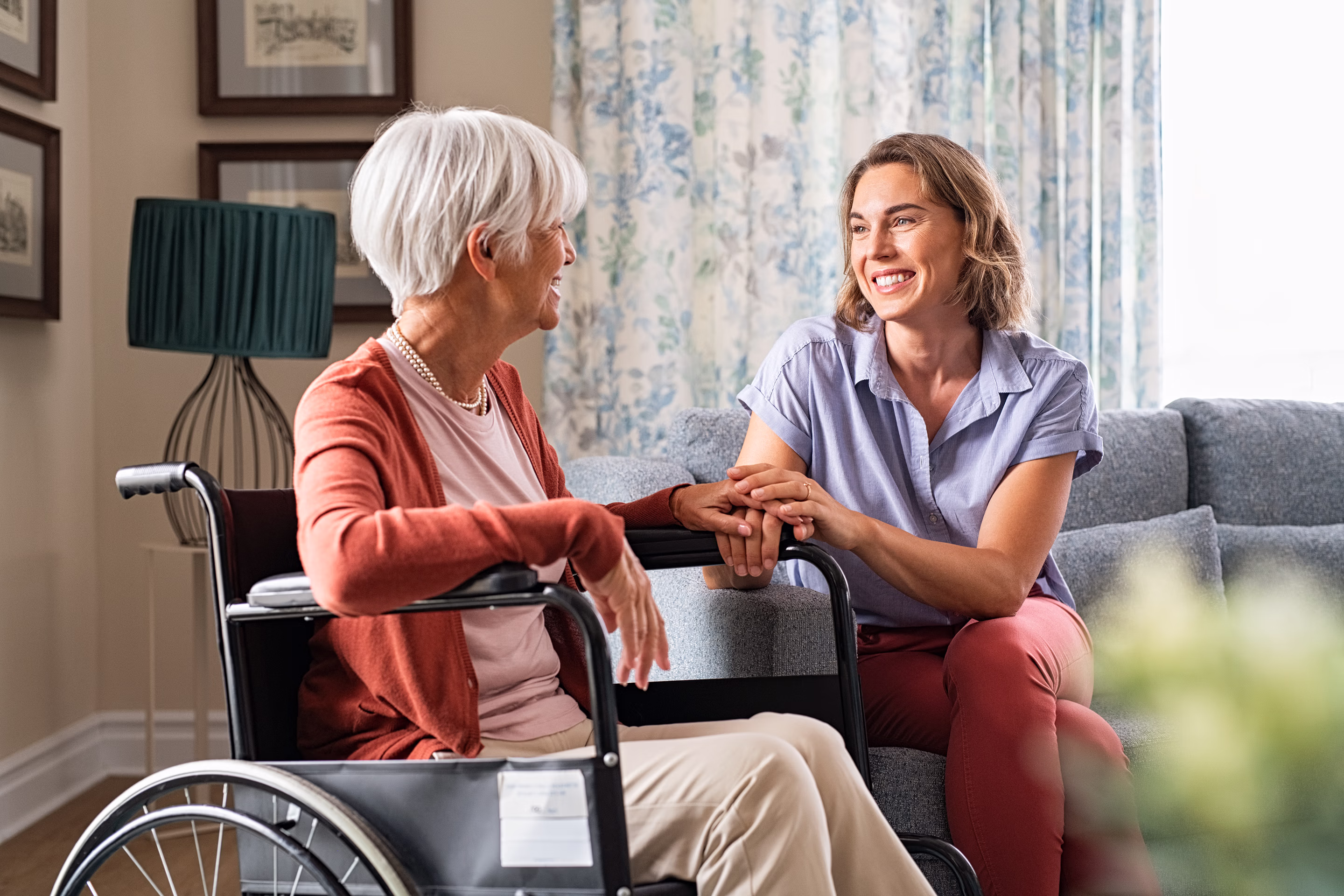 two women smiling