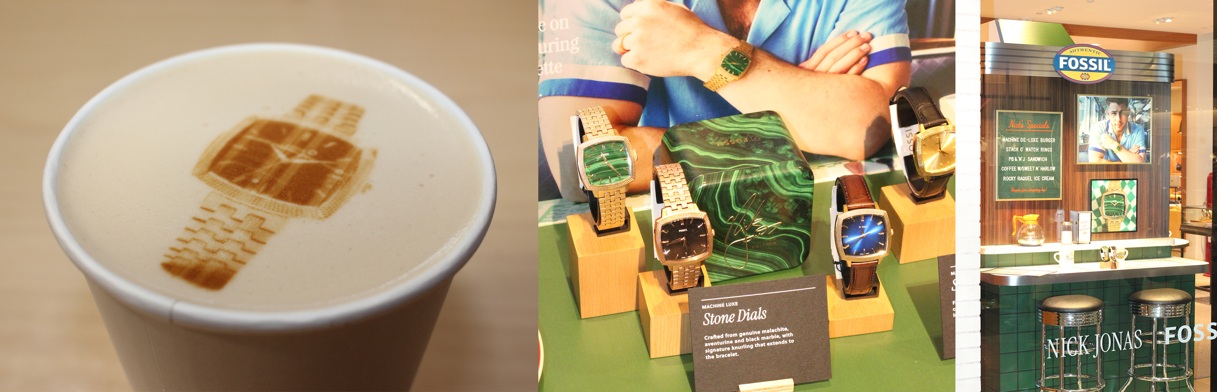 custom branded latte art for Fossil