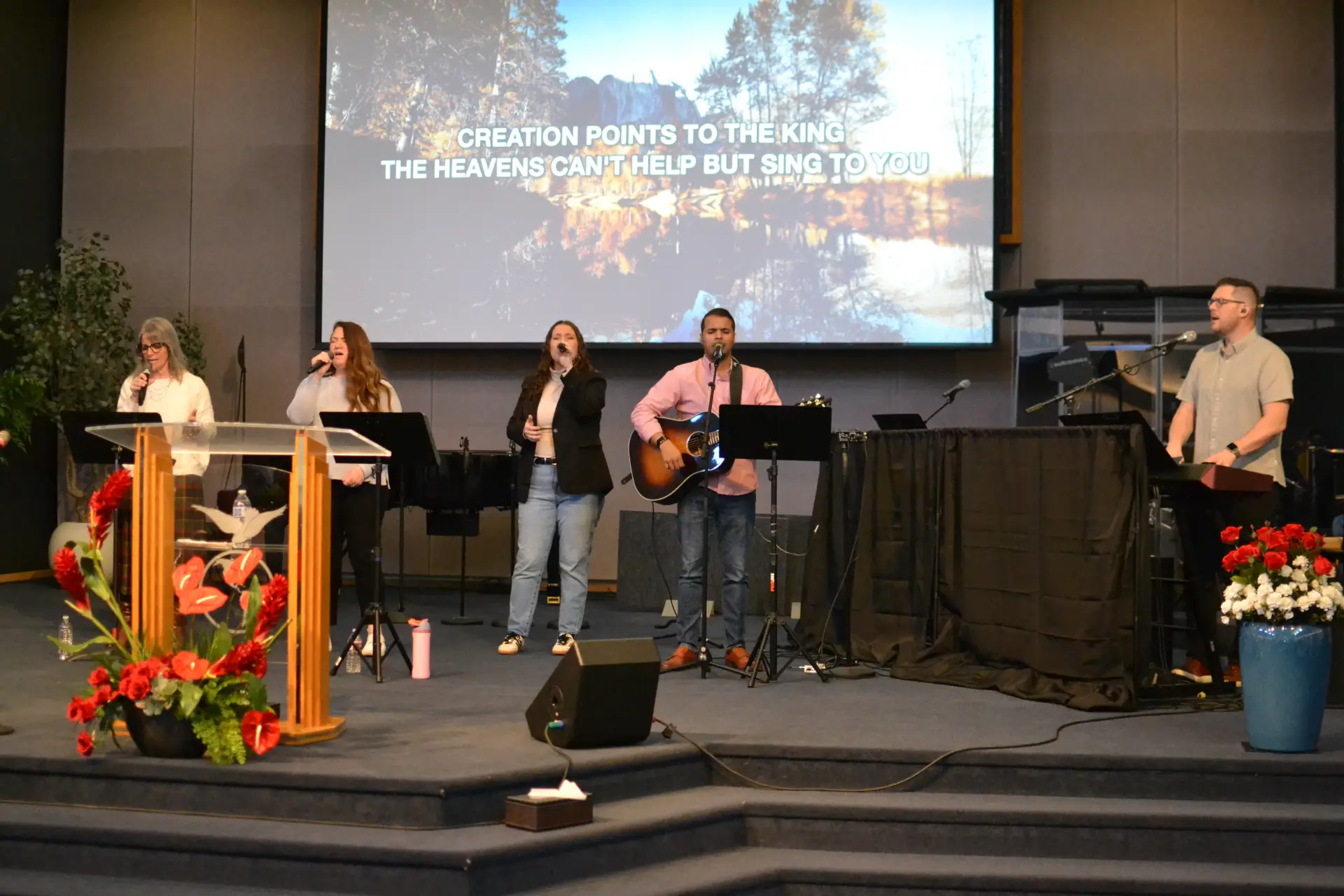 Worship team on stage