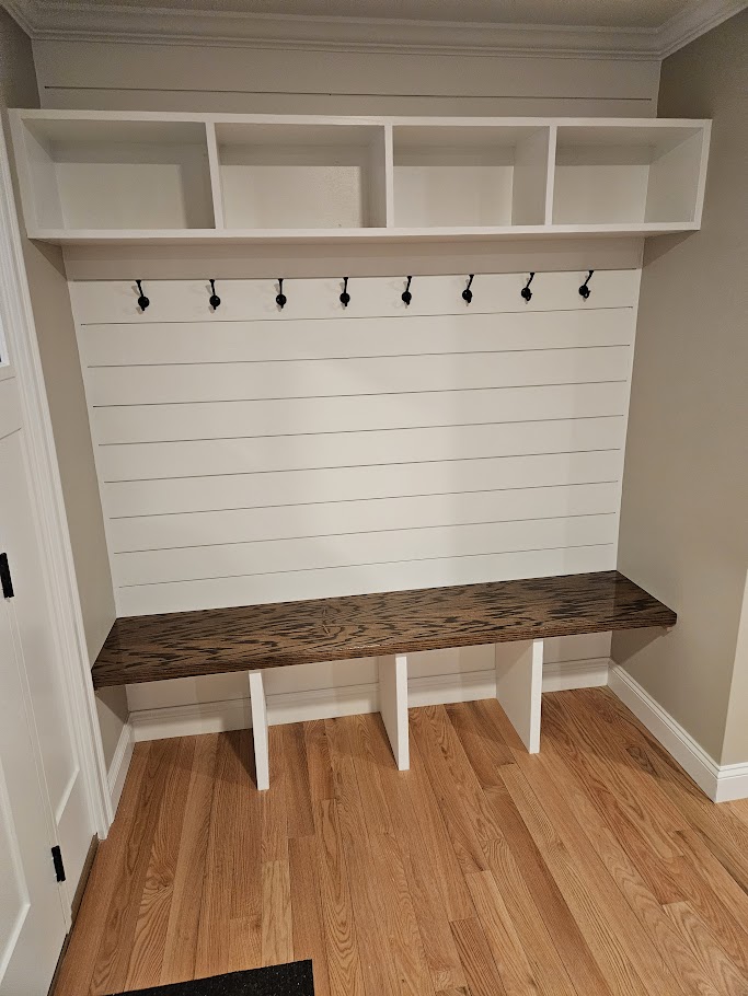 Custom Mudroom Built-In with Shiplap and Bench