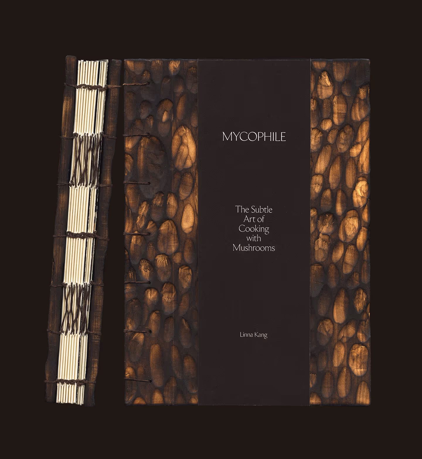 Scan of the mycophile cookbook's cover and spine.