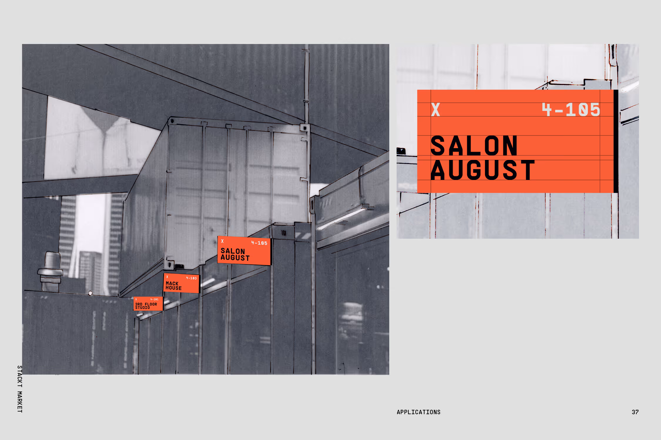Wayfinding system for the storefronts in the market.