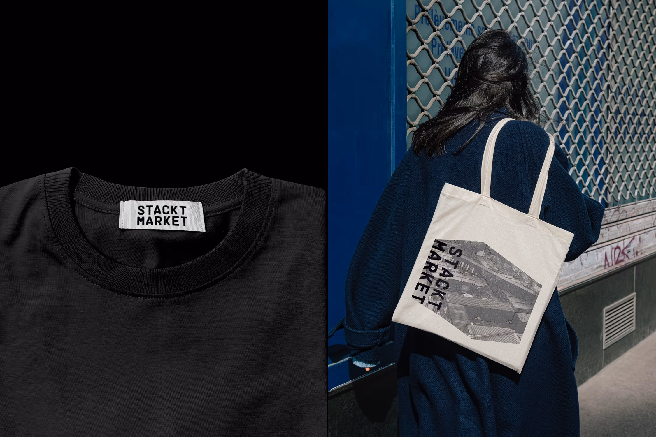 Tote bag and t-shirt merch.