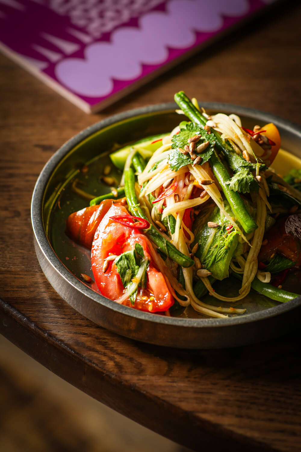 cinematic thai inspired food on table