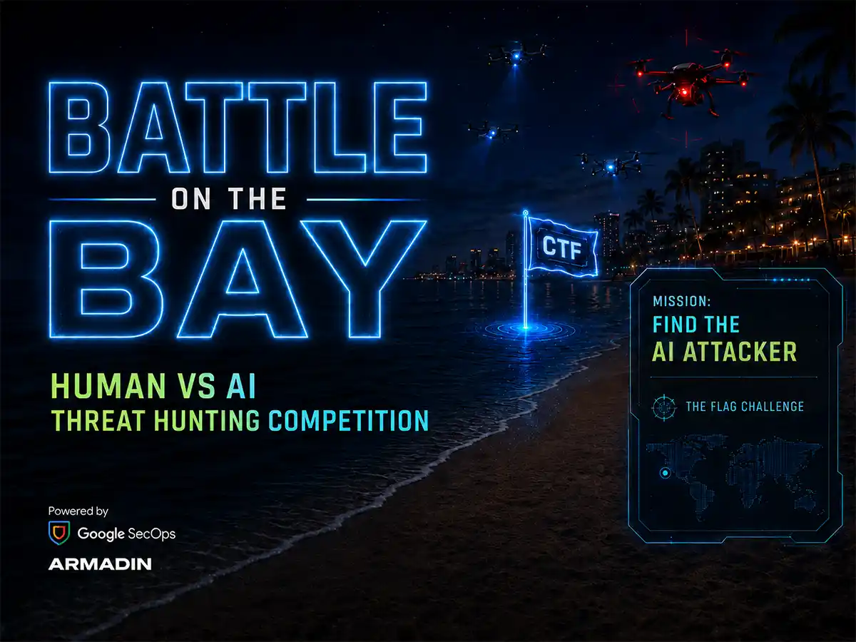 Capture the flag titled battle of the bay showing a glowing flag in the water with the city in the background