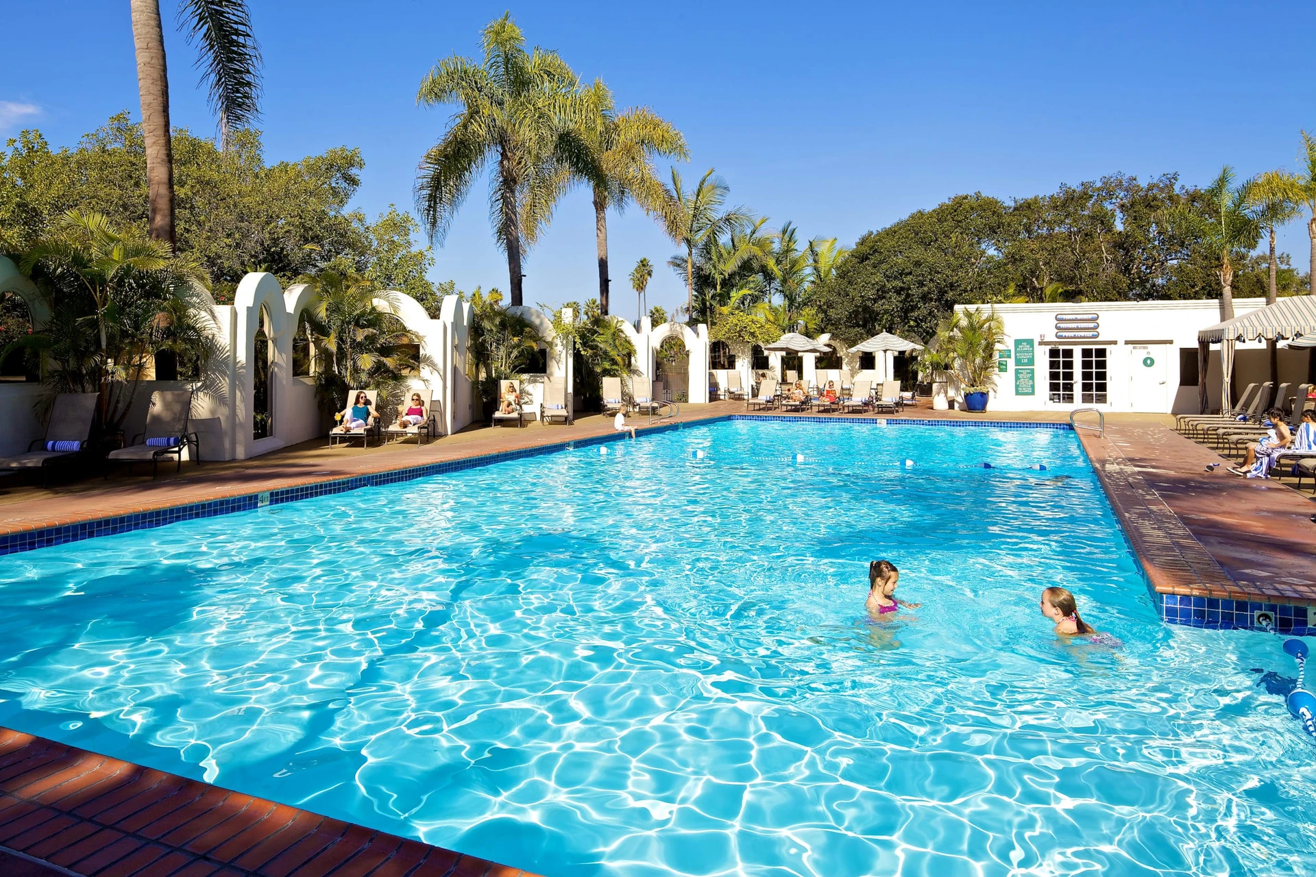 Pool with 2 kids swimming