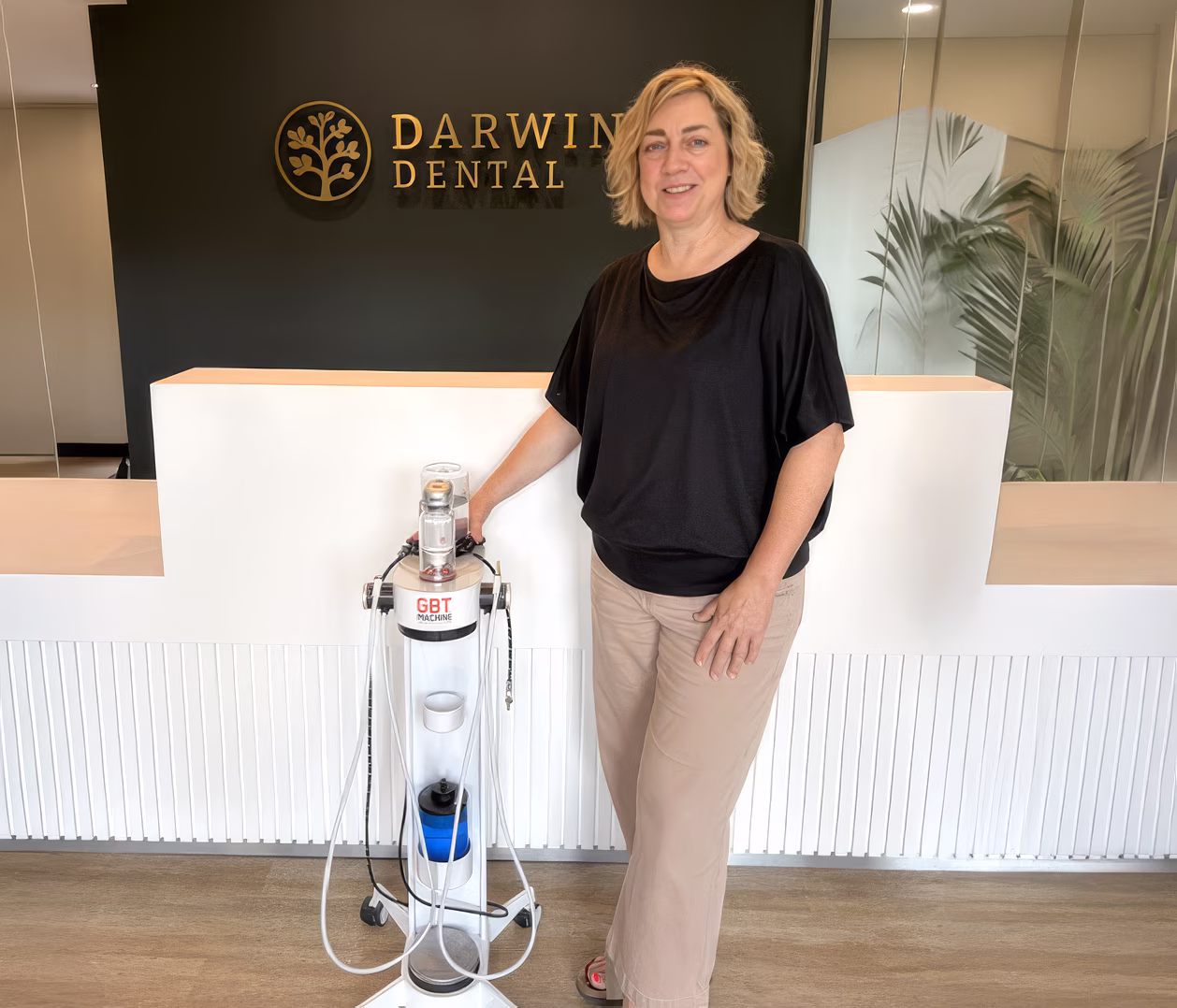 Teresa with our GBT machine