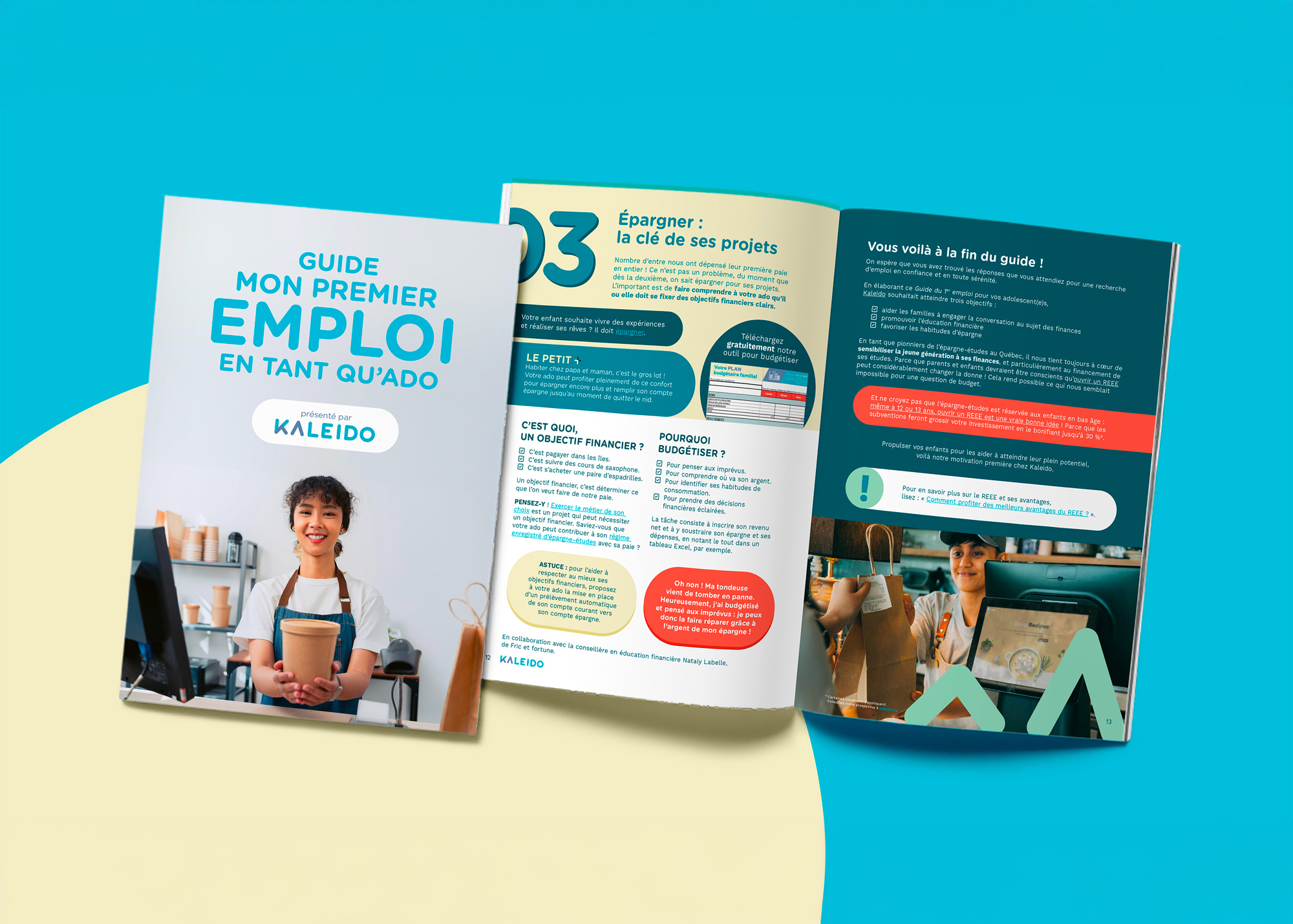 Guide Mon premier emploi de Kaleido, couverture et pages intérieures