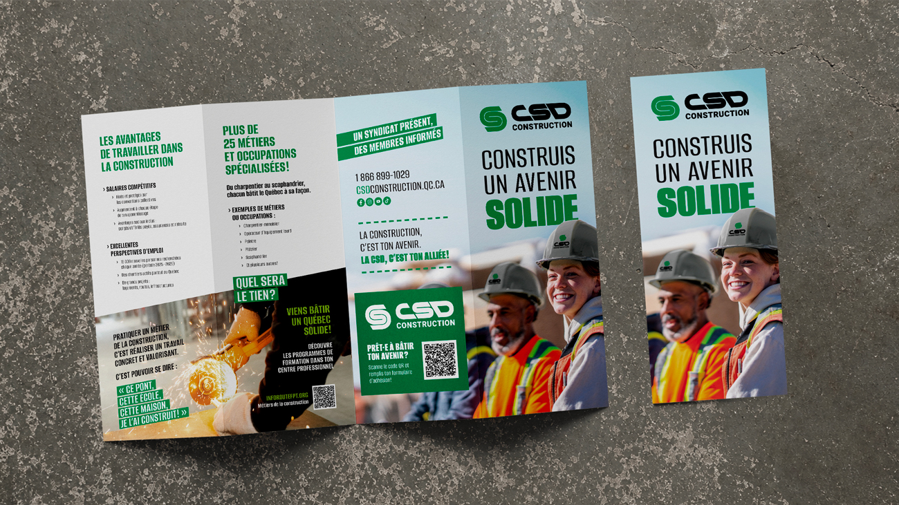 Dépliant trois volets de la CSD Construction