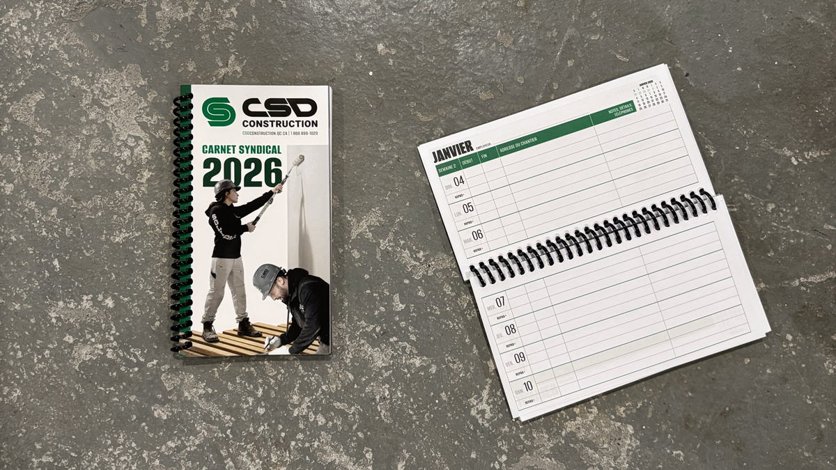 Papeterie corporative de la CSD Construction