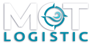 Logotipo de MCT Logistic con diseño azul y blanco con un ícono de espiral en la letra C.