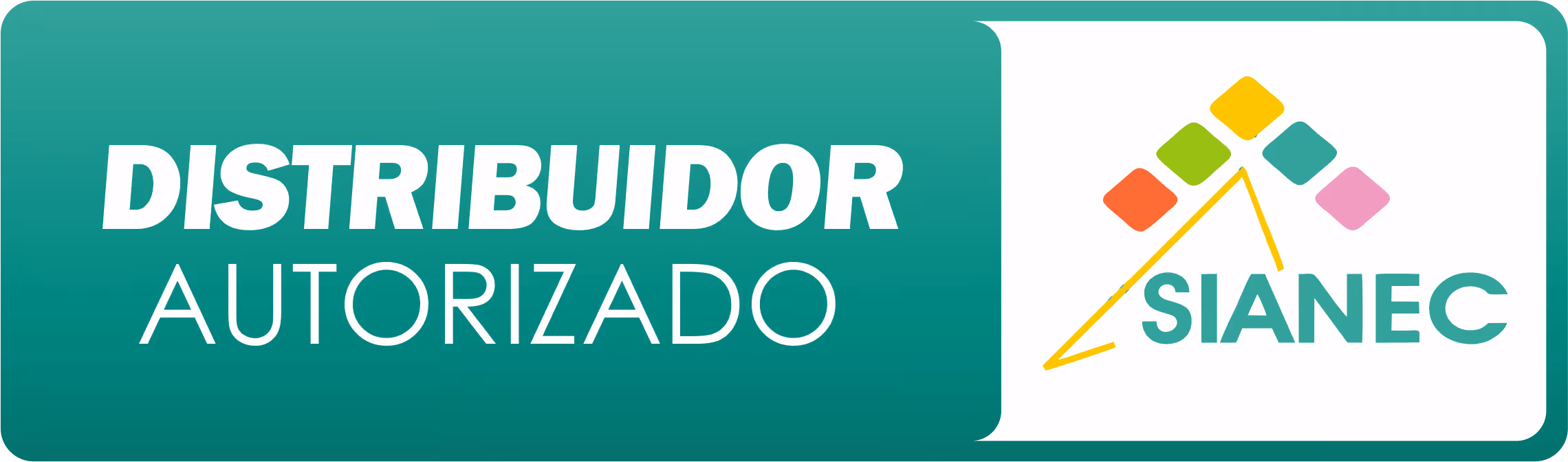 Botón con texto Distribuidor autorizado y logotipo colorido de SIANEC.