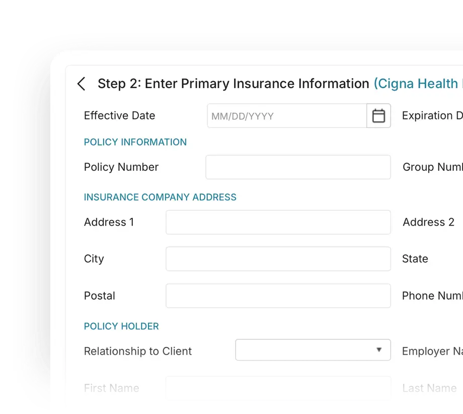 Billing screen adding an insurance claim alongside cash-pay items