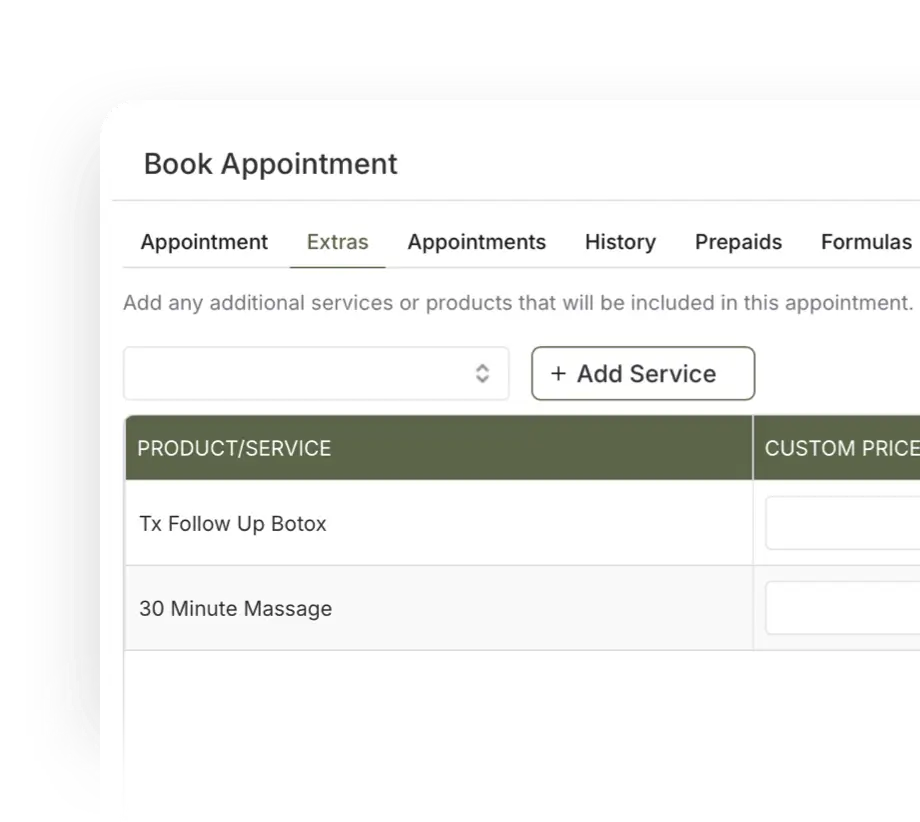 Booking multiple services into a single appointment